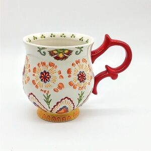 Dutch Wax Handpainted Multicolor
Floral Ceramic Mug